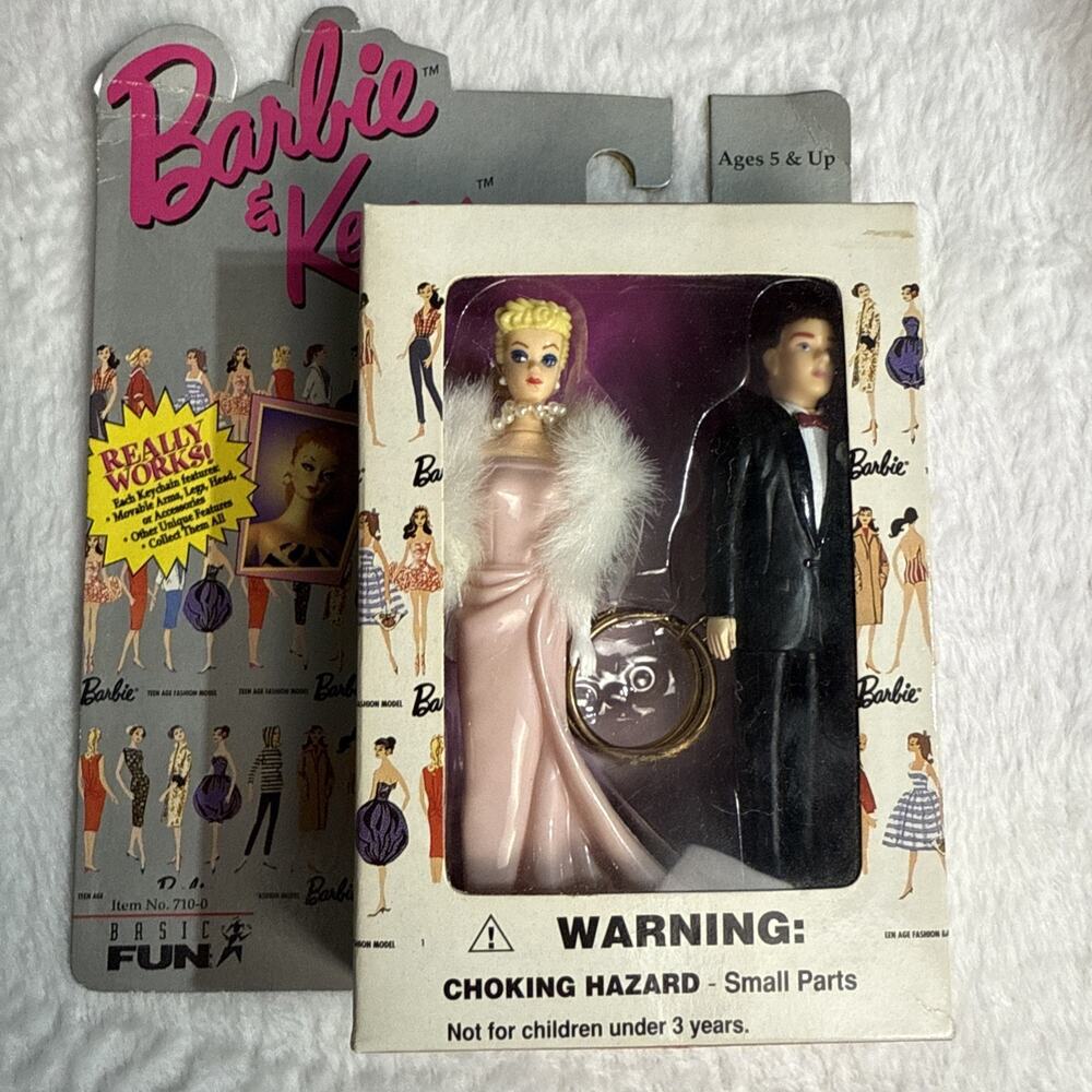1996 Barbie & Ken Enchanted Evening Two VTG Keychains Dolls Basic Fun 710 NIB